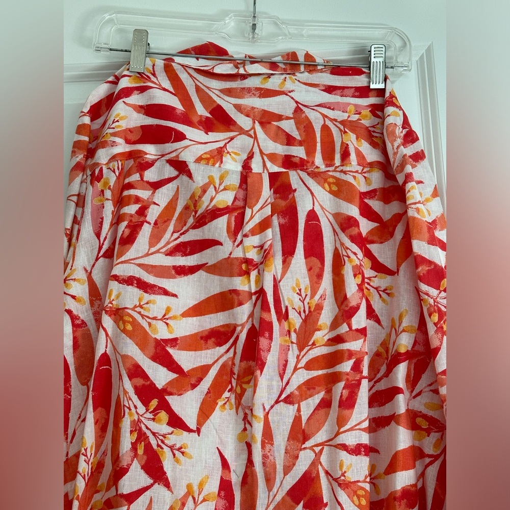 Emily Daniels Top Palms Print ButtonDown Blouse Colorful Size XL NEW WITHOUT TAG - Picture 7 of 8